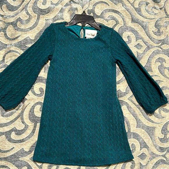 Rare Editions Sweater Dress Girl's Hunter Green Bell Sleeves - Picture 1 of 4